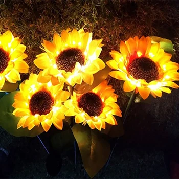 Led Слънчева Светлина под формата на цвете Семки, Открит Водоустойчива Лампа за украса на градината, косене на тревата