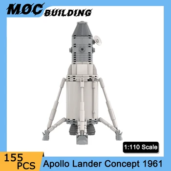 MOC Космическа серия Аполо Lander Concept 1961 Модел Строителни блокове Тухли Мащаб 1:110 Изстрелване на ракети САМ Образователна играчка за Коледен подарък