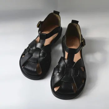 Modx -улични сандали на равна подметка от телешка кожа с изрезки a1, реколта кожена лятна дамски обувки