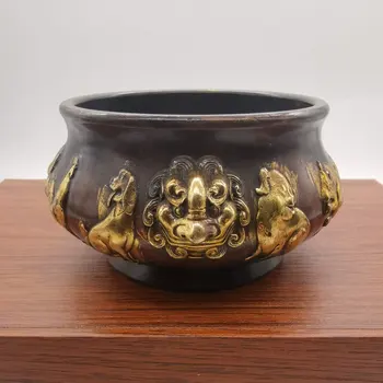 MOEHOMES порцеланова месинг, вырезанная от мед статуетка 12 свързана с поддържане и възстановяване на династията Цяньлун, чиния, чаша, кана, чаша за вино