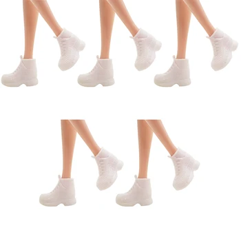 NK 5 Двойки кукольной обувки Бели спортни модни сандали на висок ток за кукли Барби Аксесоари Благородна детска играчка, със собствените си ръце DZ