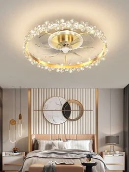 Nordic Light е Луксозен кристален вентиляторная лампа 2023 г., нов тъпо невидим тавана лампа за ресторанта, спални, вградени детски лампа