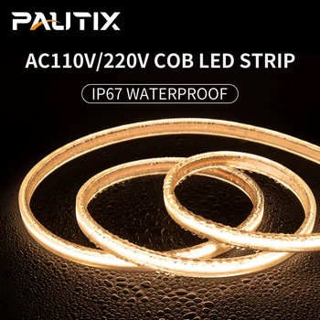 PAUTIX IP67 Водоустойчив AC 110V 220V COB LED Strip Light 320 Led / м С регулируема яркост 3000K 4000K 6000K Гъвкава лента