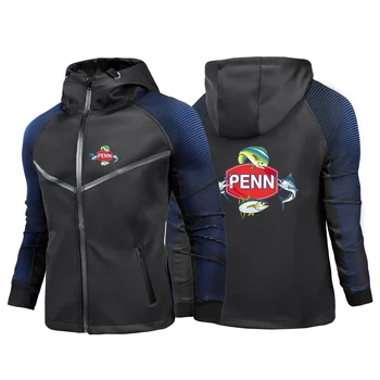 Penn Reel Fishing 2023, нов мъжки състезателен костюм и яке с дълъг ръкав, ежедневното мотоциклетное непромокаемое палто с принтом, удобни връхни дрехи