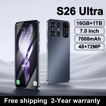 S26 Ultra Смартфон 7,0 HD Екран 16G + 1T 7000mAh Android13 Celulare С Две Sim-карти Отключен Лицето 5G Оригинален Мобилен Телефон