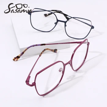 SASAMIA Анти-сини Дамски Очила За Късогледство Оптични Рамки, Метални Дамски Рамки За Очила Компютърни Очила Геометрична Форма MW3033