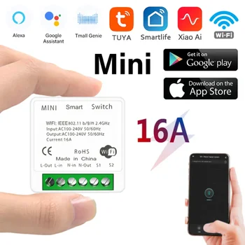 Sasha 16A Wifi MINI Smart Switch САМ 2-полосное реле за управление, Таймер за умен живот на Работа с Алекса Google Home Yandex Алис