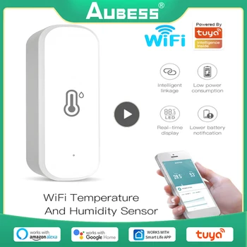 Sasha ZigBee/Wi-Fi Интелигентен сензор за температура и влажност на въздуха, захранван от батерия, ZigBee Smart Home Security Работи с Алекса Google Home