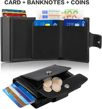 SEMORID 2023 Нов Rfid чантата си за мъже, мини чанта за пари, мъжки алуминиев портфейл за карти, малък кожен портфейл, тънък и лек портфейл за монети