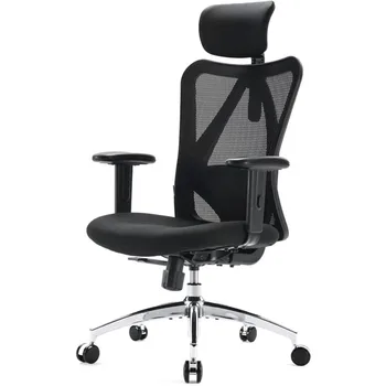 SIHOO M18 Ергономичен офис стол за големи и рослых хора Регулируема облегалка с 2D подлакътник за подкрепа на долната част на гърба