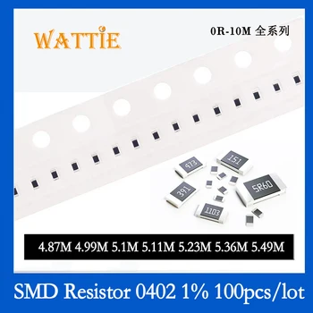 SMD резистор 0402 1% 4,87 М 4,99 М 5,1 М 5,11 М 5,23 М 5,36 М 5,49 М, 100 бр./лот микросхемные резистори 1/16 W 1.0 mm * 0,5 мм