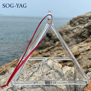 SOG-YAG 11-инчов прозрачен кварцов пеене пирамидална музикален инструмент за изцеление звук Йога Релаксирате с безплатен чук