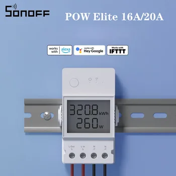 SONOFF POW Elite електромера Wi-Fi Превключвател за Защита от претоварване LCD екран Сензор мощност 16A/20A Работи с Алекса Google Home