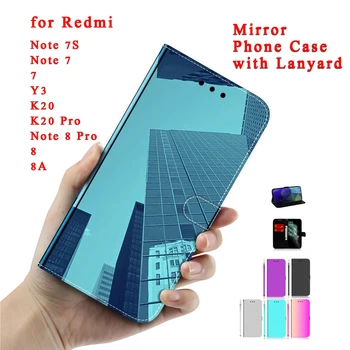 Sunjolly Mirror Case флип-надолу Поставка Калъф За Телефон от Изкуствена Кожа Cover корпуса за Xiaomi Redmi Note 8 Pro 7S K20 7 Pro 8A 7A Година 3 Bag Case