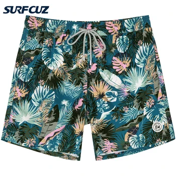 SURFCUZ Мъжки Плувни Шорти с Вкара Подплата, Мъжки Плажни Шорти в Хавайски Стил, бързо съхнещи Бански костюми, Плажни Шорти, Бански за Мъже