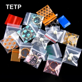 TETP 100шт Мини чанта с цип модел за дома или За пътуване Бижута Колие Обици Пръстен Аксесоари Опаковка Органайзер за съхранение