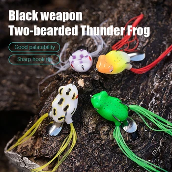 Thunderfrog 3 см / 4,2 грама Мини-жаба Thunderfrog с двойно плетене на една кука Пътна прикормка Фалшива примамка Черна риба с двойно плетене на една кука