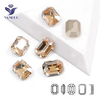 YANRUO 4610 Octagon Блестящи Top Crystal Golden Shadow Шевни кристал за бродерия и Кристали Бижута и Диаманти Твърди камъни