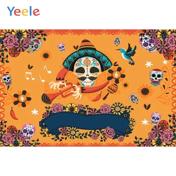 Yeele Мексико за Деня на мъртвите Фон на картина като Фон за фото студио Винил фотофон Фотозона Украса за фотосесия