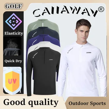 Автентичен мъжки топ игрища CAIIAWAV с дълъг ръкав, тениски с дълъг ръкав, дрехи за голф, спортна удобна тениска с дълъг ръкав