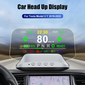 Авто централен дисплей Дигитален аларма HUD Скоростомер об/мин Огледален проектор T3 за Tesla, Модел 3 Y 2019-2022