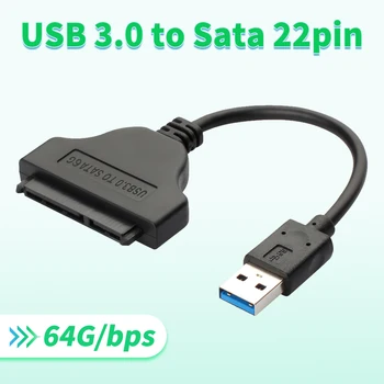 Адаптер USB 3.0 Sata, USB кабел Sata 6G 22pin, Подкрепа за 2,5-инчов външен SSD твърд диск 22-Пинов Sata III A25