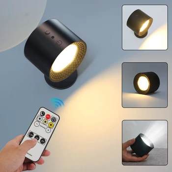 Акумулаторна батерия Led монтиран на стената Лампа С Докосване, Завъртане на 360 Градуса, Безжични Стенни Аплици За Спални, Лампа За Четене, 3 Цветови Режим