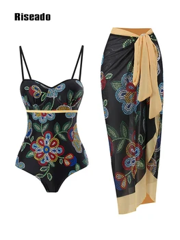 Бански Riseado с ефект повдигащ, едно парче бански 2023, бански с флорални принтом, летен бански, дамски плажно облекло, бански костюм