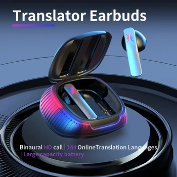 Безжичен преводач Bluetooth слушалки на 114 езици за пътуване в реално време, мултифункционален слушалка с шумопотискане
