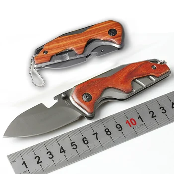 Безплатна доставка Сгъваем нож със стоманени остриета 3Cr15Mov, джобен нож с дървена дръжка, малки туристически ножове EDC Tools на открито