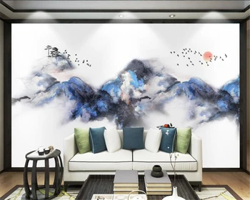 бейбехан Потребителски тапети новата китайска проста маслена живопис туш рима пейзаж, птица, телевизор, разтегателен фон рисувани стенни 3d тапети