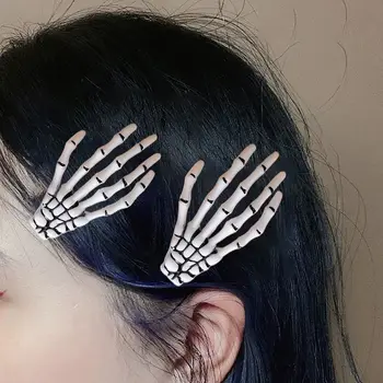 Брилянт Шнола за коса във формата на ръце на Скелет, Специален Дизайн, Аксесоари за коса в готически стил, Шнола за коса на Хелоуин, Въже за коса, Жени, Момичета
