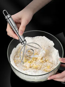 Бъркалка за разбиване на яйца WORTHBUY от неръждаема стомана Ръчен миксер за разбиване на яйца с автоповоротом Миксер за разбиване на тесто и за хляб