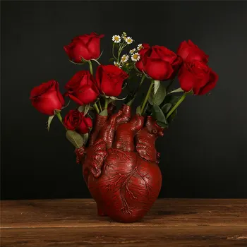 Ваза Във Формата на Сърце Саксия Съдържа Художествените Вази От Смола Анатомични Бижута За Боди-Арт Декоративни Растения, Ваза Естетичен Интериор на стаята