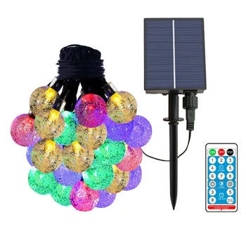 Верига соларни лампи, 50 разноцветни кристални топки, водоустойчива IP65 За Коледа, бижута, фестивали, градини