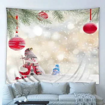 Весела Коледа Голям Гоблен Снежен Човек Коледно Дърво Зима Нова Година Тема На Фона Стенни Плат Детска Спалня Начало Декор