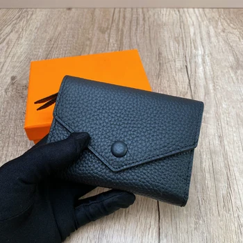 Висококачествен Женски Мъжки портфейл от телешка кожа, класически флип-портфейл, дизайнерски държач за банкови карти, пари клип, чанта с цип