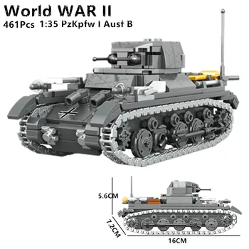 Военната серия WW2 Немската Армия 1:35 Панцер I Ausf B Танк Класическа са подбрани Модел Строителни Блокове, Тухли, Играчки за Коледни Подаръци
