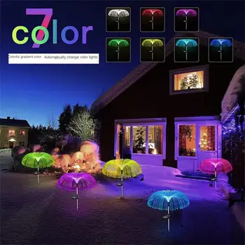 Външен Слънчев градински лампа, водоустойчива оптична лампа за тревата под формата на медузи, украса на двора, двор вили, цветни светлини