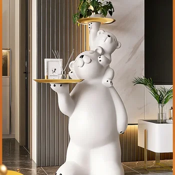Големи бижута за секс Тава за дивана в хола с жестоко мечка, переезжающий в нова къща Декорация за дома