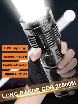 Горещ Продаваният 1000 W Външен Мощен Led Фенерче TYPE-C USB Прожектор Алуминиев COB Zoom Фенер Изход/Вход за Патрулна Камери