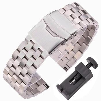 Гривна за часовника от неръждаема стомана, Сребрист Матиран Женски мъжки каишка, аксесоари, 18 мм, 20 мм, 22 мм, 24 мм, метални въжета за часа