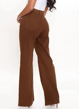 Дамски дънки Градинска мода, висока талия, Ретро Свободни дънки с прави штанинами, ежедневни Универсални дълги панталони, основни