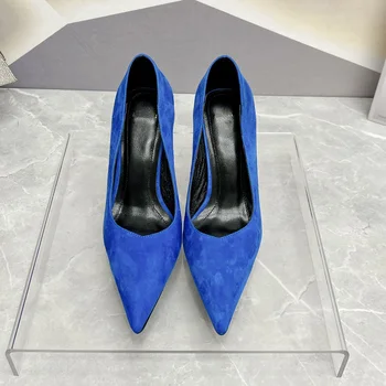 Дамски токчета луксозен дизайн, уникален ток с писмото принтом, височина с остри пръсти 10 см, тенденция елегантен дамски обувки Zapatos Mujer