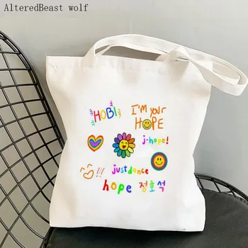 Дамски Холщовая Чанта През Рамо Jhope Rainbow На Поръчка Чанти За Пазаруване Студентски Книги Чанта Harajuku Чанти За Пазаруване Tote За Момичета