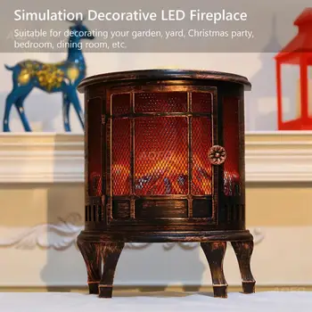 Декоративен фенер за камина с ефект безпламъкова дровяного огъня Реколта лампа Настолна лампа с батерии от USB