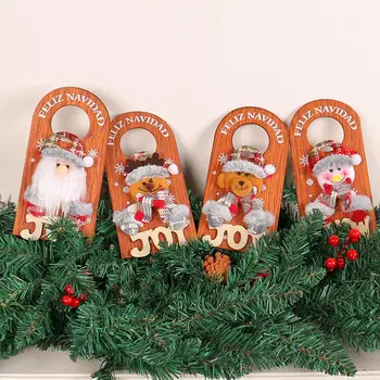 Декорация на партита стара дървена Коледен орнамент от ярки цветове, Очарователна окачване с анимационни дизайн или врата копчето