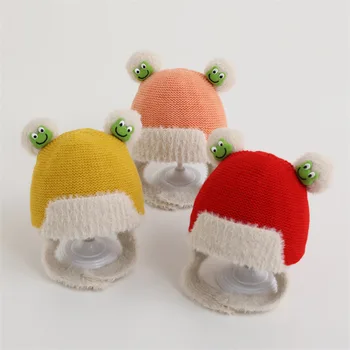 Детска шапка, есенно-зимна сладко детска ветрозащитная топла шапка, детска шапка за защита на ушите, вязаная плюшен шапка за момичета и момчета, тенденция