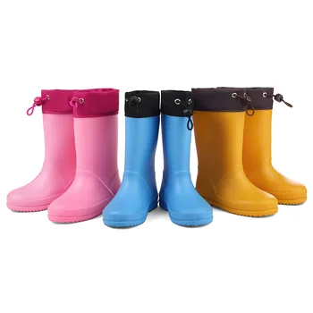 Детски гумени непромокаеми ботуши до средата на прасците за момчета и момичета, водоустойчив непромокаеми обувки, нескользящие гумени ботуши, водоустойчив обувки за деца