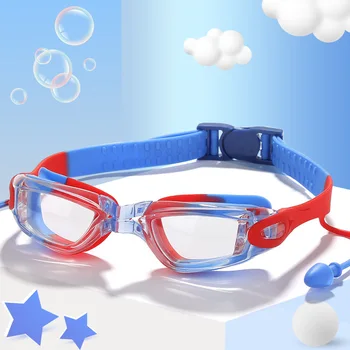Детски регулируеми очила за плуване водоустойчив очила за плуване, фарове за очила за плуване за момичета и момчета, гмуркане, сърфинг с затычками за уши